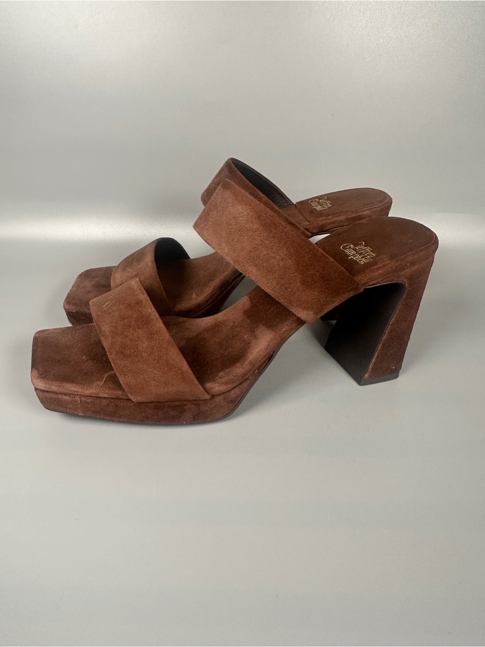 Jeffrey Campbell Heeled Suede Slides Womens Size 7 Brown